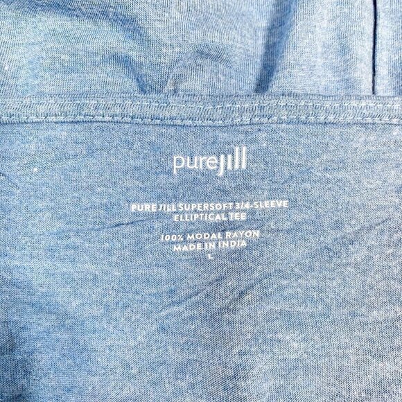 J. Jill PureJill supersoft 3/4 sleeve elliptical tee 100% modal rayon - Size Lg - Picture 3 of 5